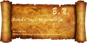 Bakányi Nikodém névjegykártya